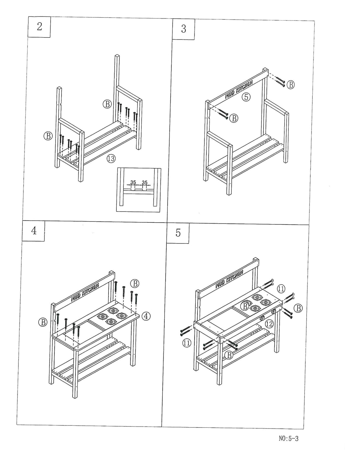 Wooden Mud Kitchen for Kids with Accessories, 31.5&quot; L x 15&quot; W x 35&quot; H, 16 lbs.