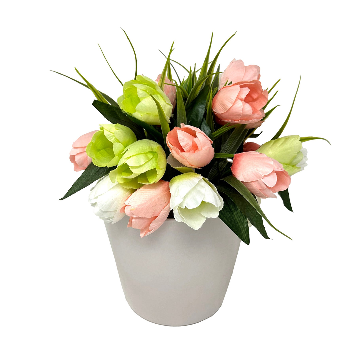 7&quot; cream round bamboo self-watering plant pot with flowers, eco-friendly and biodegradable.