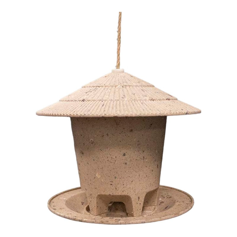 Deluxe Round Bird Feeder made from coffee husks, sustainable and vegan-friendly, suitable for indoor and outdoor use.