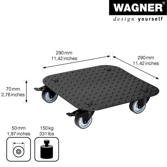 11.4&quot; black square aluminum plant caddy with brakes, indoor/outdoor use, supports up to 331 lbs.