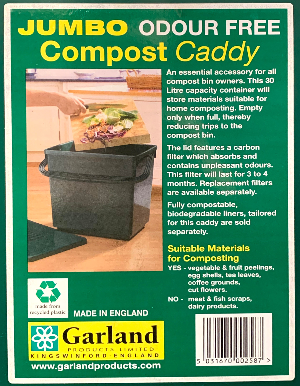 Jumbo 8 Gallon Capacity Compost Caddy with Filters and Biodegradable Bags for Home Composting