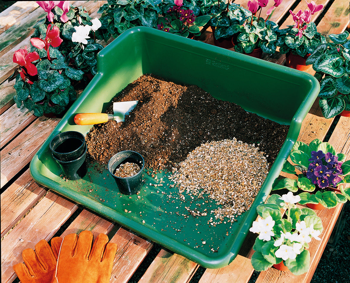 Garden Tidy Tray-Green w/Stainless Steel Transplanter &amp; Scoop w/Bamboo Handles - Garden Your Way 