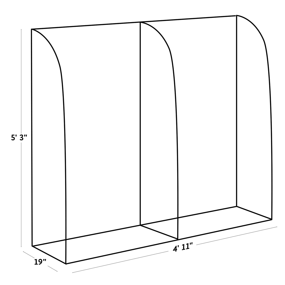 Double Light-Booster Plant House dimensions and design diagram for potted plant cultivation.