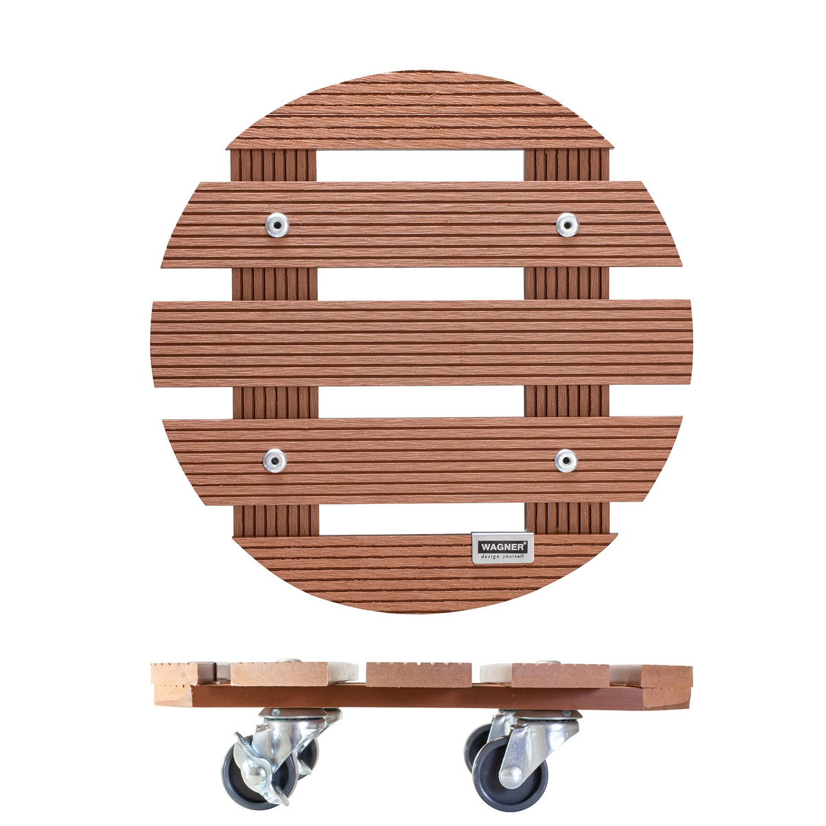 11.4&quot; Terra Cotta Round WPC Plant Caddy with Brakes and Casters for Indoor Outdoor Use