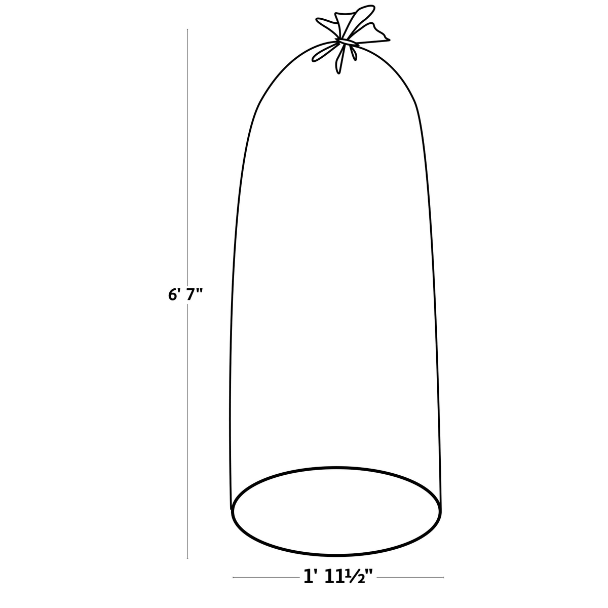 Micromesh Tomato Tube 1pk with dimensions and securing ties illustration.