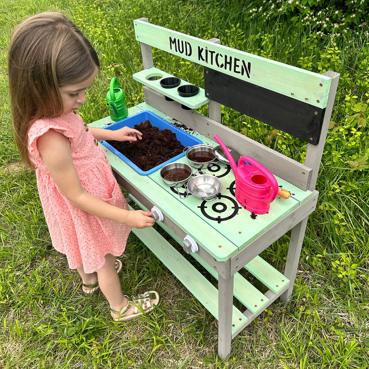 Wooden Mud Kitchen for Kids with Accessories, 31.5&quot; L x 15&quot; W x 35&quot; H, 16 lbs.