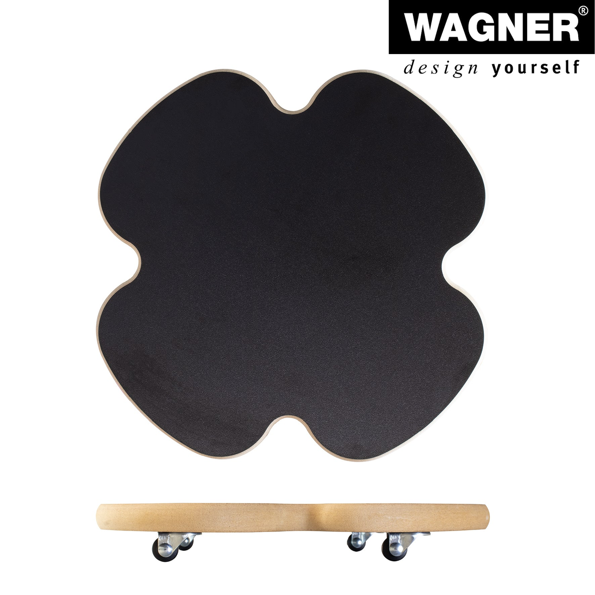 13&quot; Black Clover Decor Indoor Plant Caddy with hidden swivel casters for smooth movement.