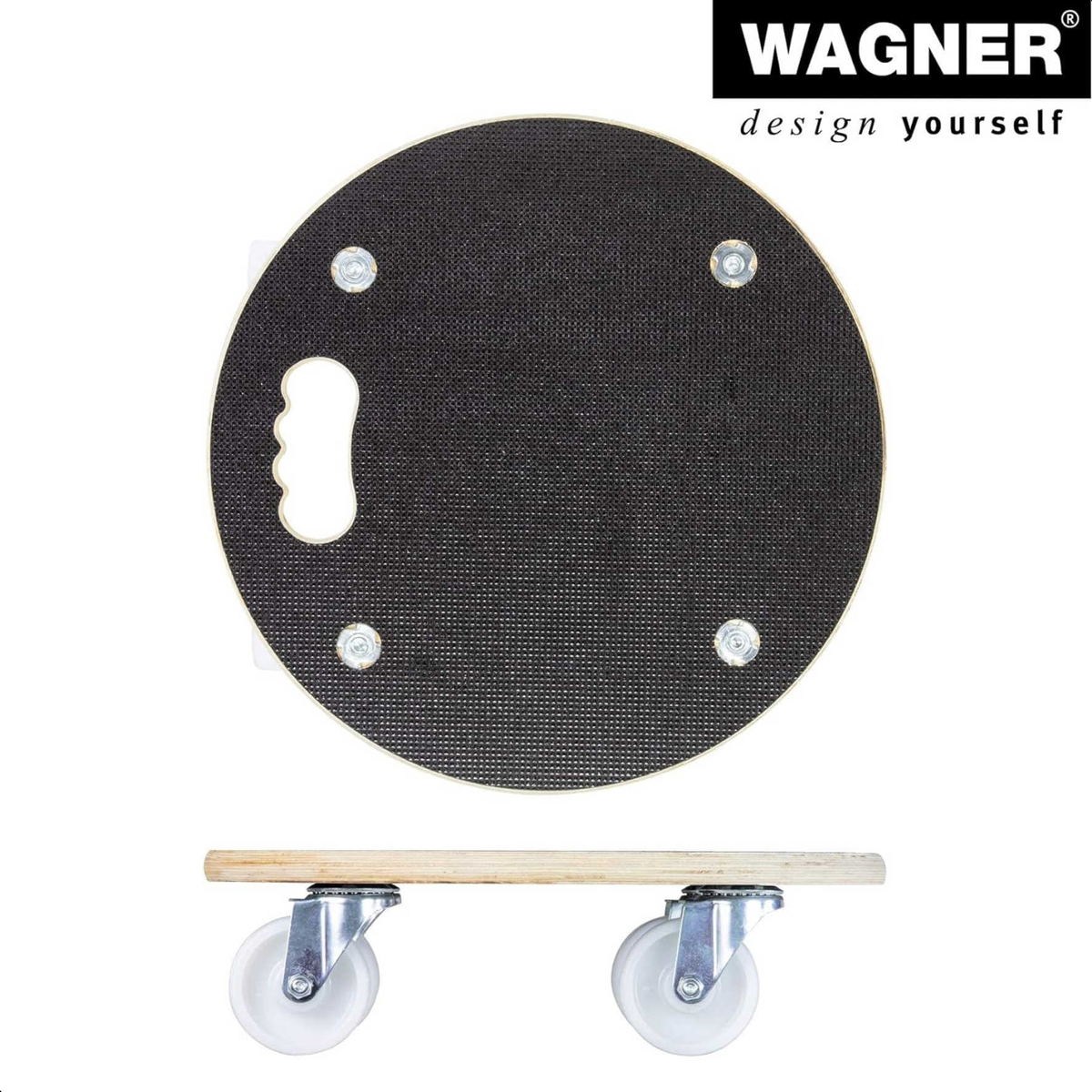 15&quot; black round MaxiGrip plant caddy with non-slip surface and swivel casters for indoor/outdoor use.