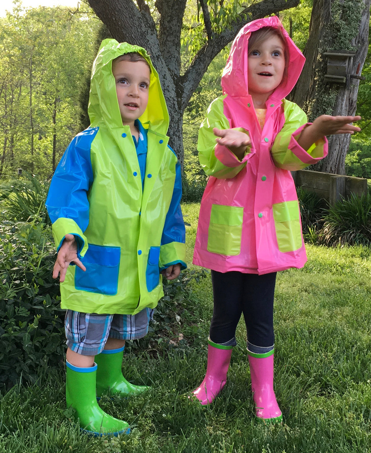 Little Pals Paint Your Own Wellies Rain Boots, Pink with Green Trim, Kids US Size 9.5 - Garden Your Way 