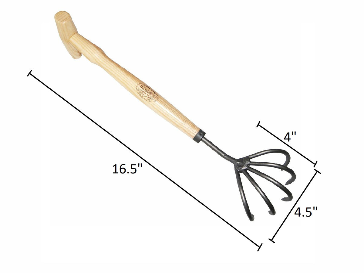 DeWit 5 Tine Cultivator with P-Grip; Head: 4&quot;L x 4.5&quot;W, Total 16.5&quot;L