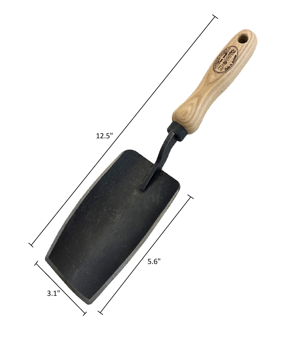 DeWit Square Head Trowel, Head: 5.6&quot;L x 3.1&quot;W Total: 12.5&quot;L 0.5lbs