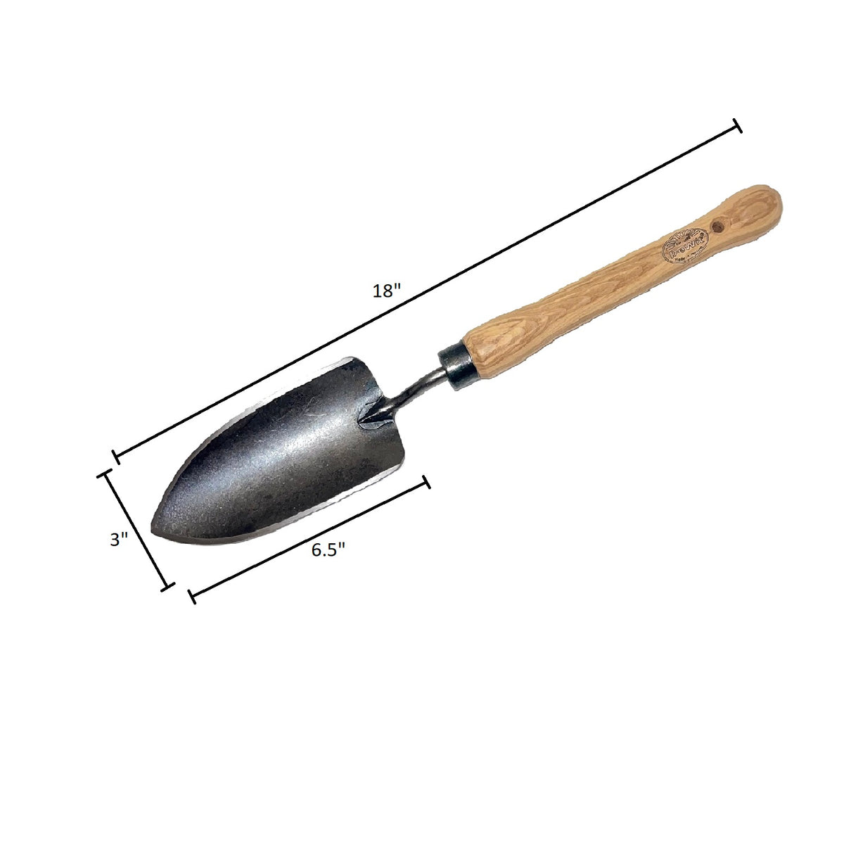 DeWit Trowel with Midsize Handle,  Head: 6.5&quot;L x 3&quot;W; Total: 18&quot;L