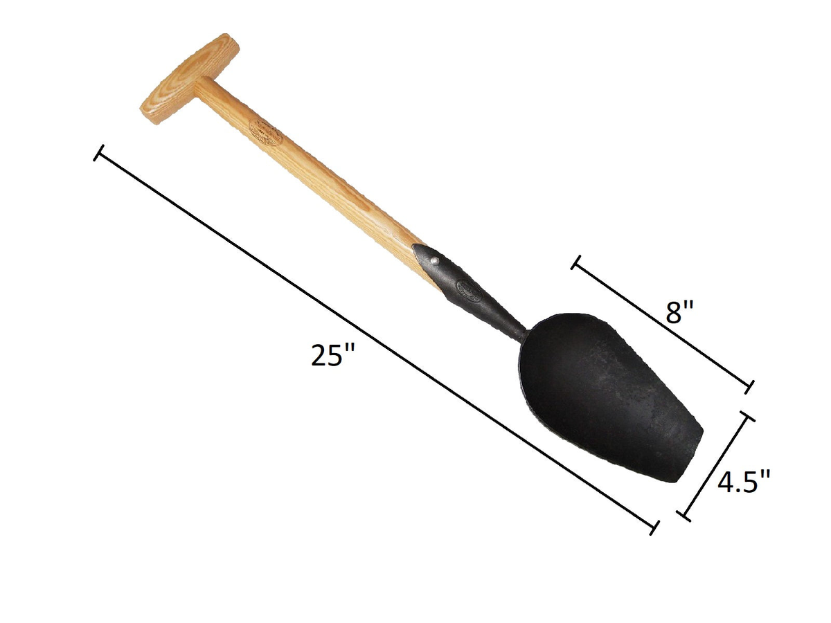 DeWit Compost Digging Scoop with T-Handle, heirloom quality tool for compost mixing and gardening, 25&quot; long.