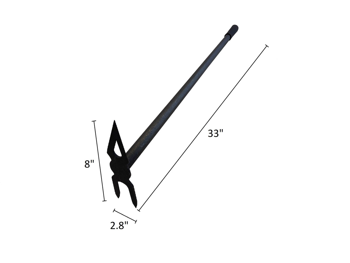 DeWit Comby Long Handle Tool - 2-Tine Cultivator and Diamond Shaped Hoe, Head: 8&quot;L x 2.8&quot;W Total: 33&quot;L