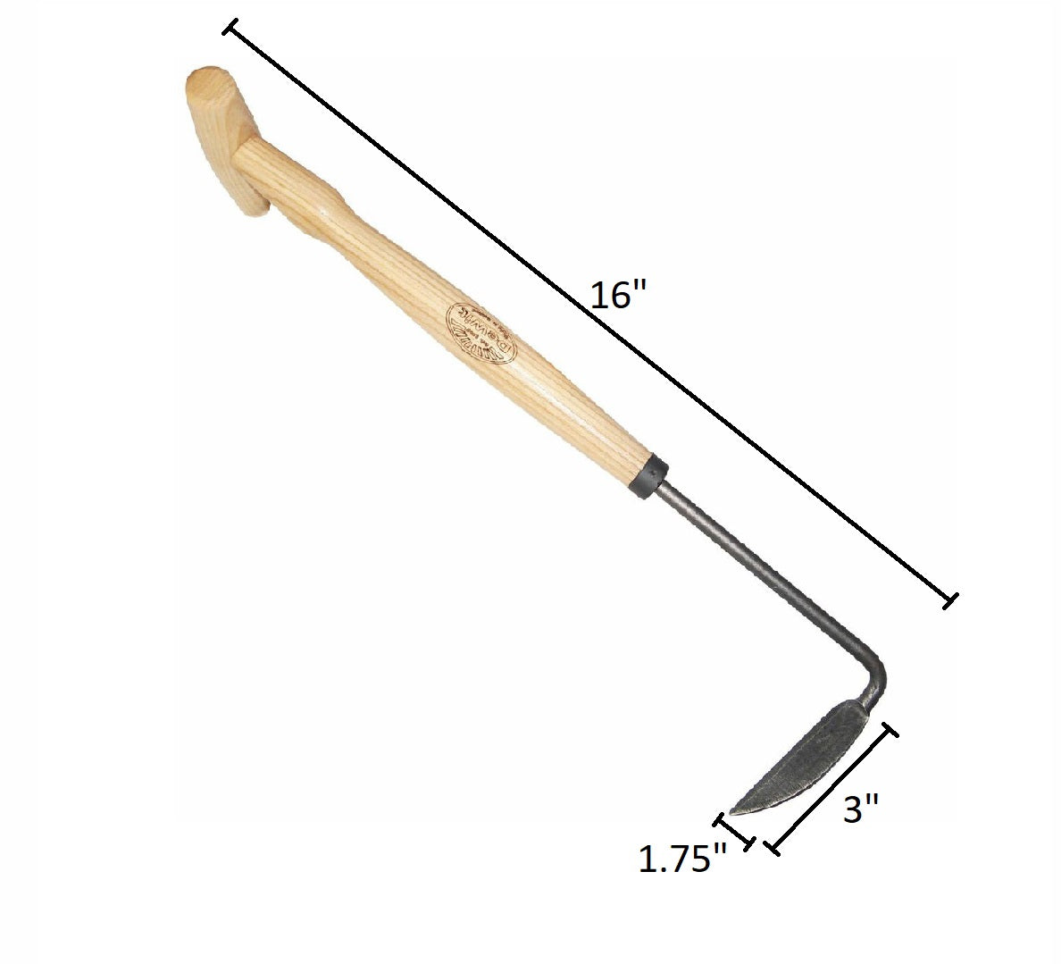 DeWit Cape Cod Left Hand Weeder with P-Grip:  Head: 3&quot;L x 1.75&quot;W Total: 16&quot;L 0.5lbs.