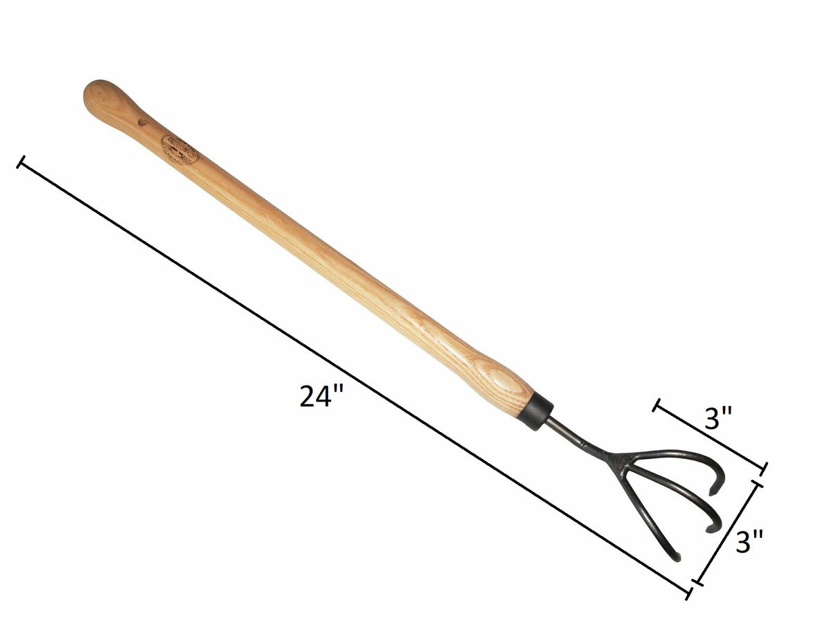 DeWit 3 Tine Drop Grip Cultivator;  Head: 3&quot;L x 3&quot;W Total: 24&quot;L 0.65lbs