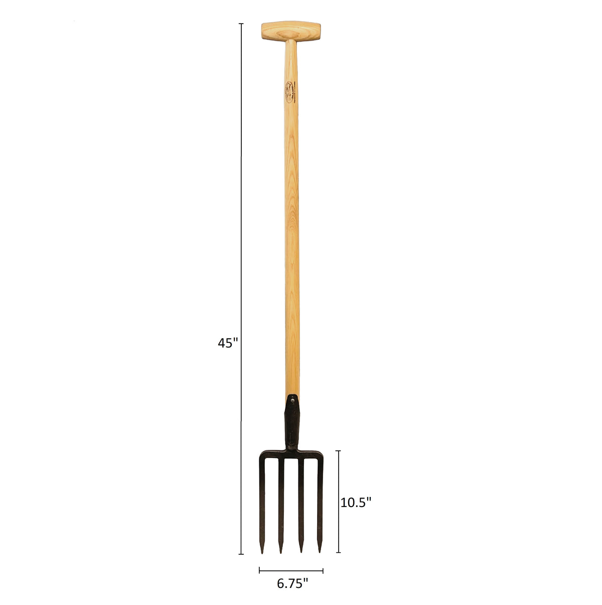 DeWit Dutch Digging Fork, Head: 10.5&quot;L x 6.75&quot;W Total: 45&quot;L