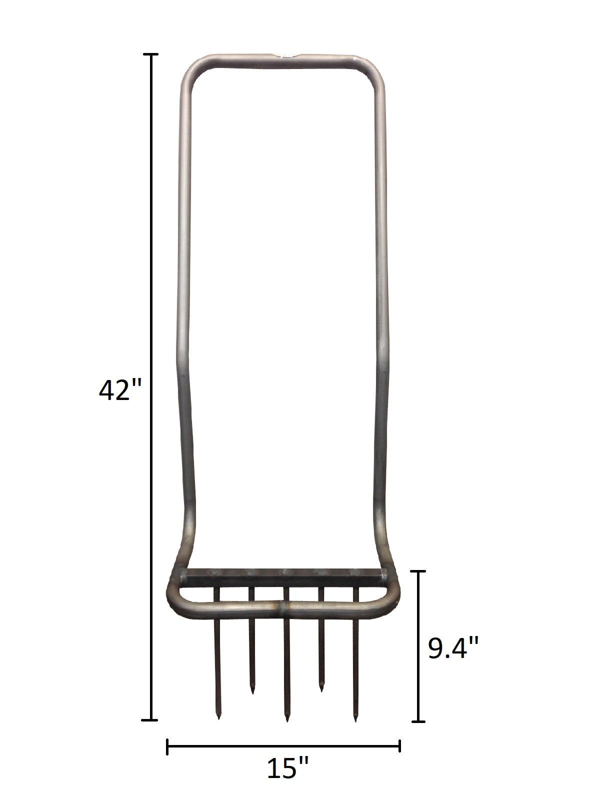 DeWit Galvanized Broadfork Grelinette with forged tines, 42&quot; total length, ideal for eco-friendly gardening.