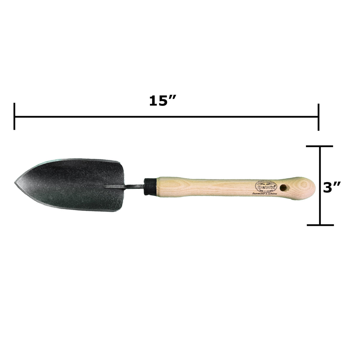 DeWit Welldone Trowel with Midize 10&quot; Handle, Head: 6.3&quot;L x 3&quot;W; Total: 15&quot;