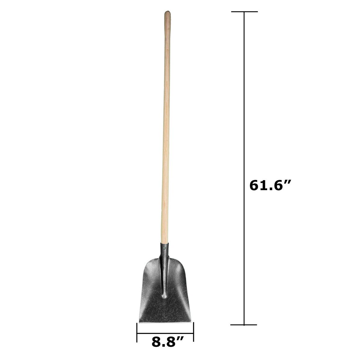 DeWit Square Point Straight Handle Shovel, Head: 8.8&quot;D x 8.8&quot;W; Total: 61.6&quot;L