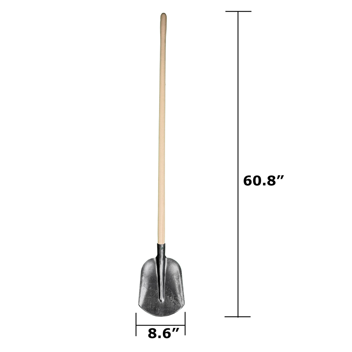 DeWit Medium Straight Handle Shovel, Head: 5.6&quot;D x 8.6&quot;W; Total: 60.8&quot;L