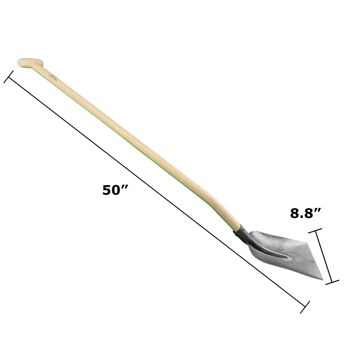 DeWit Square Point T Handle Shovel, Head: 8.8&quot;D x 8.8&quot;W; Total: 50&quot;L