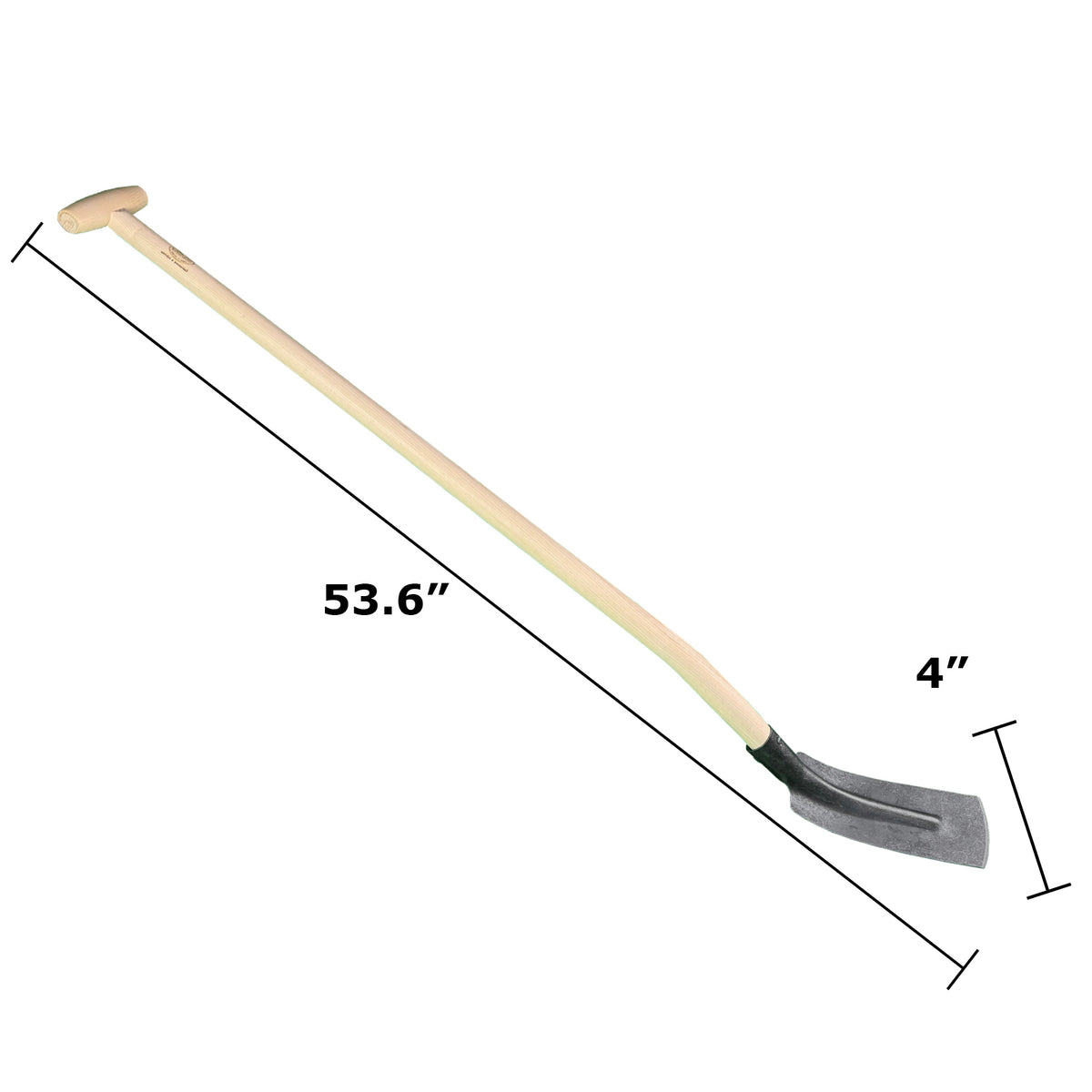 DeWit Trenching Shovel w/4&quot; Wide Head &amp; T Handle, Head: 5.2&quot;D x 4&quot;W; Total: 53.6&quot;L