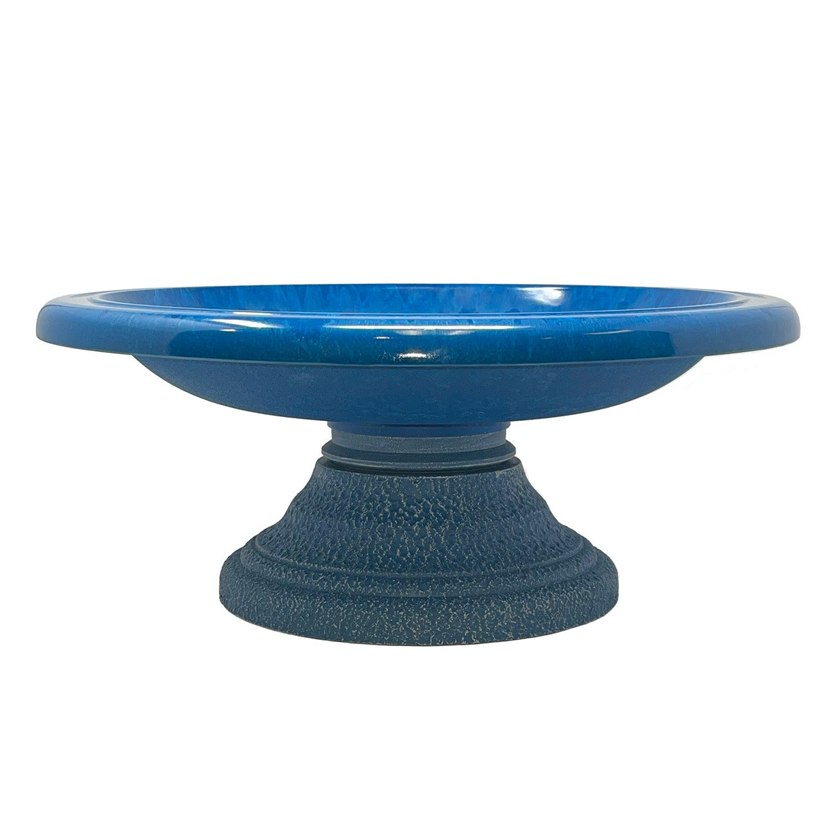 Azure Blue Fiber Clay Birdbath, 19&quot; Diameter, 7.5&quot; Height, Durable Garden Decor