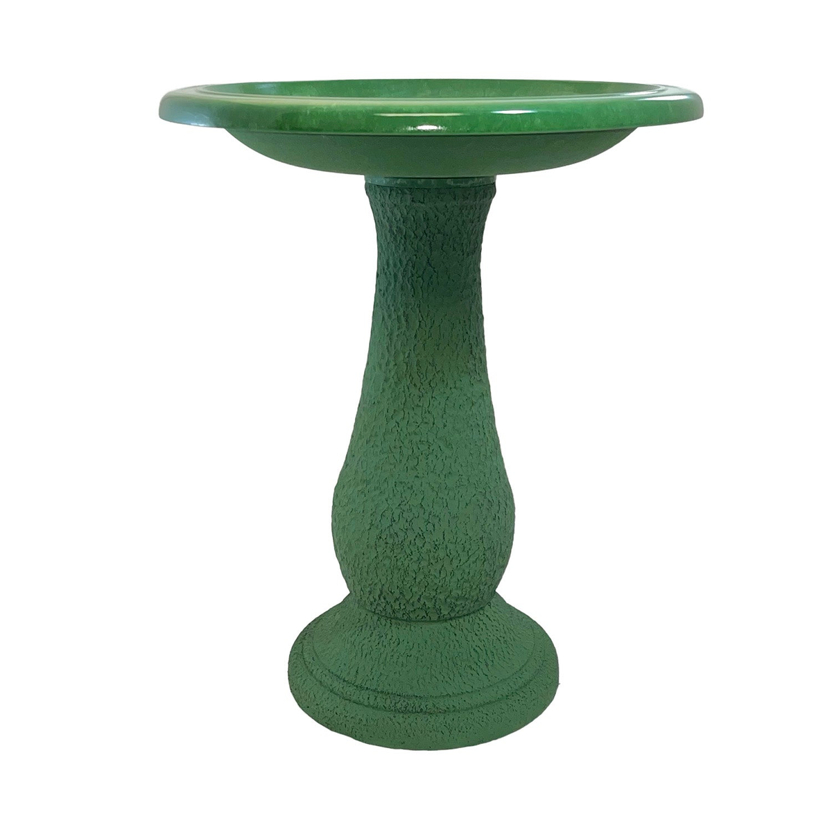 Kale Green Fiber Clay Birdbath, 24&quot;H with 19&quot; Diameter, Ceramic-like Finish