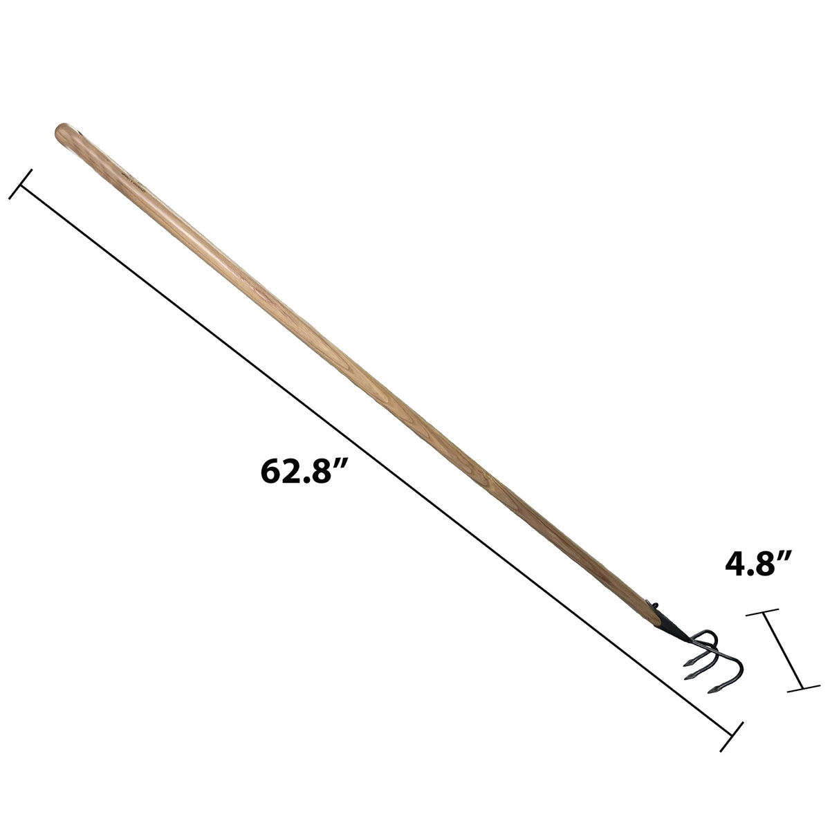 DeWit Long Handled Flat 3-Tine Cultivator, Head: 4.8&quot;D x 4.8&quot;W; Total: 62.8&quot;L