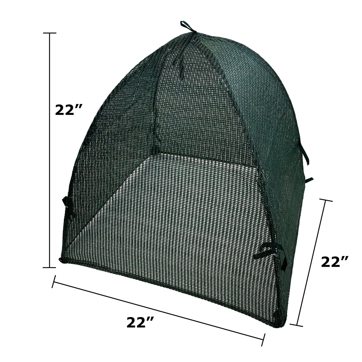 Standard Easy Net Dome Plant Protection Cloche, 22-inch dimensions, UV-stabilized mesh, rust-resistant steel hoops.