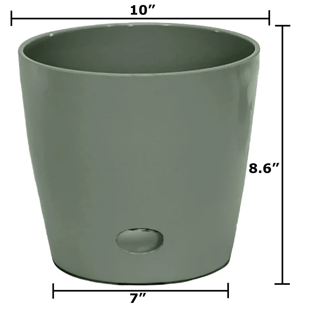 10&quot; sage green round bamboo self-watering plant pot, eco-friendly biodegradable design suitable for indoor or outdoor use.