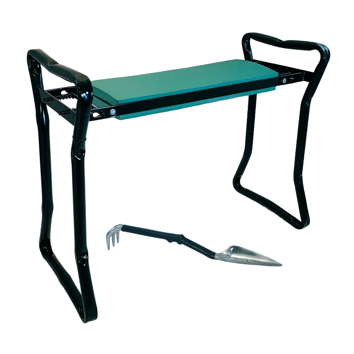 Gardening Kneeler Seat with foam pad and Trake tool for comfortable gardening.