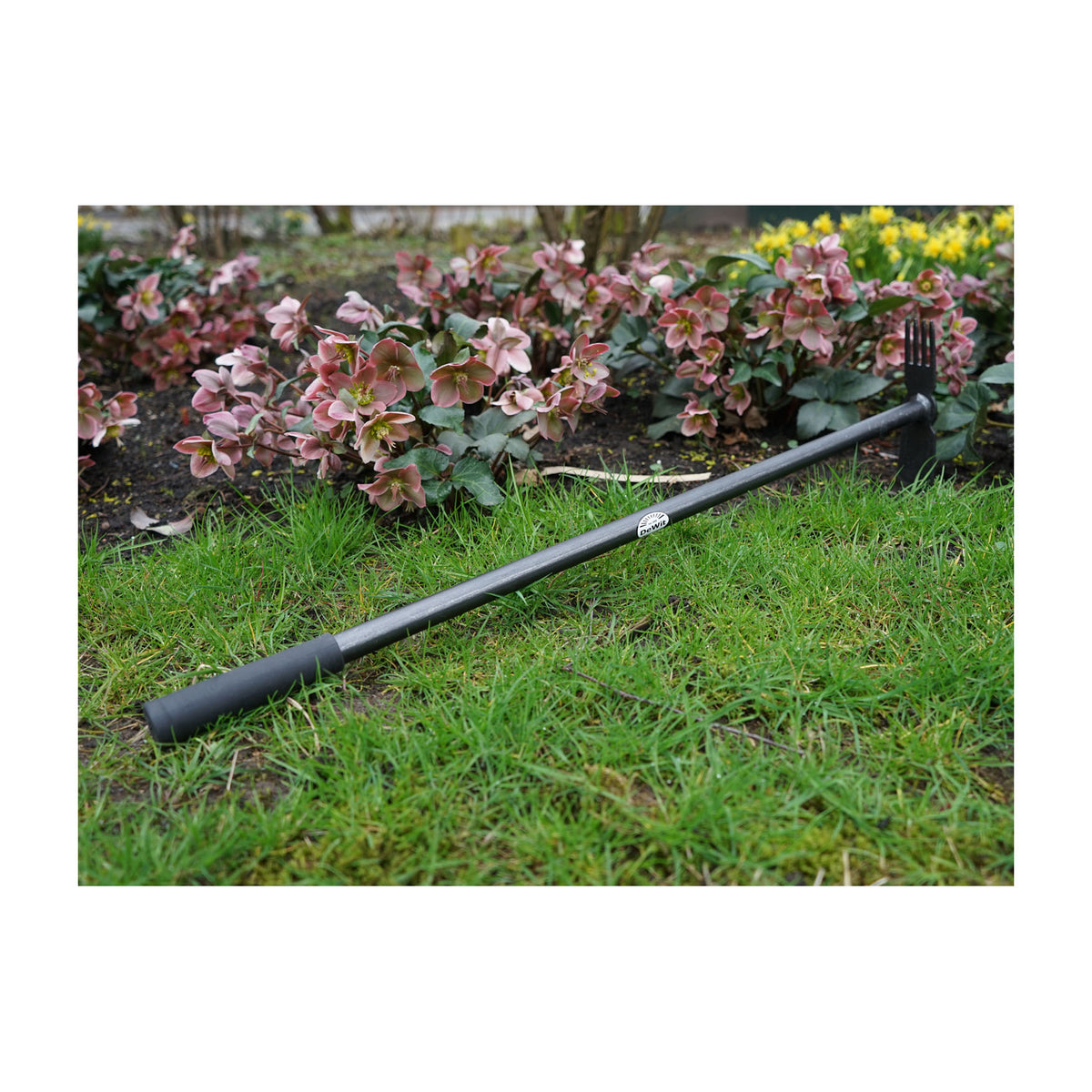 DeWit Comby Long Handle Tool - 4-Tine Cultivator and Straight Edge Hoe, Head: 8&quot;L x 2.5&quot;W Total: 32&quot;L