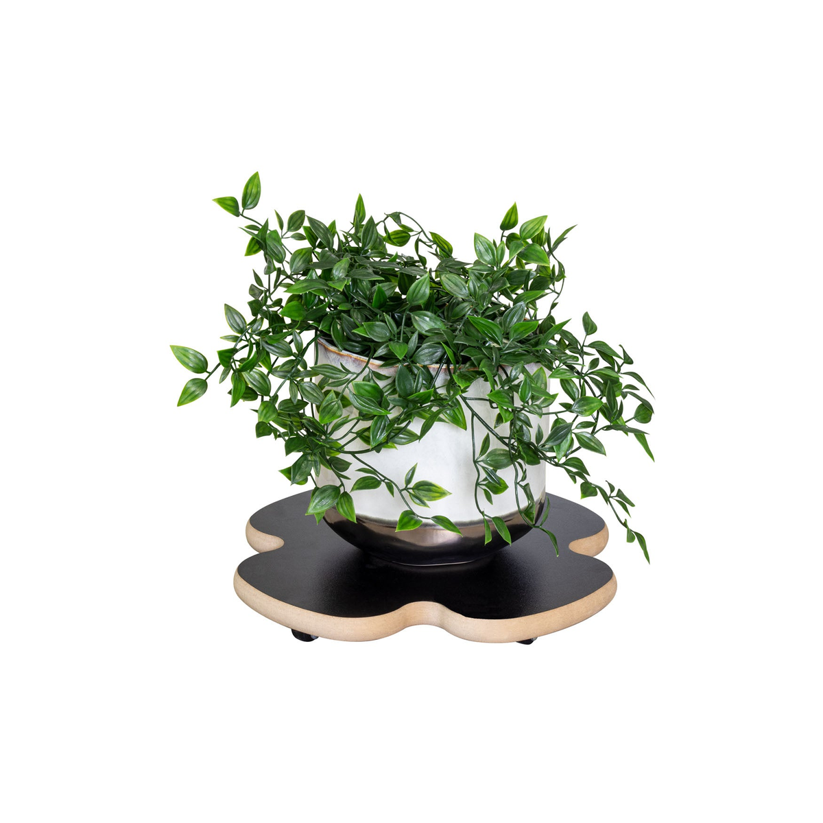 13&quot; Black Clover Decor Indoor Plant Caddy with swivel casters and MDF construction