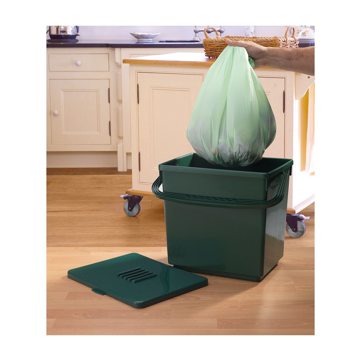 Biodegradable caddy liners for Jumbo Compost Caddy, eco-friendly waste disposal.