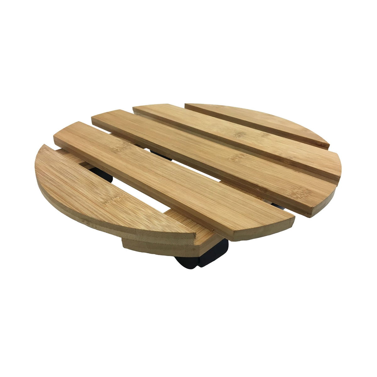 11.4&quot; round bamboo indoor plant caddy with swivel casters for easy mobility