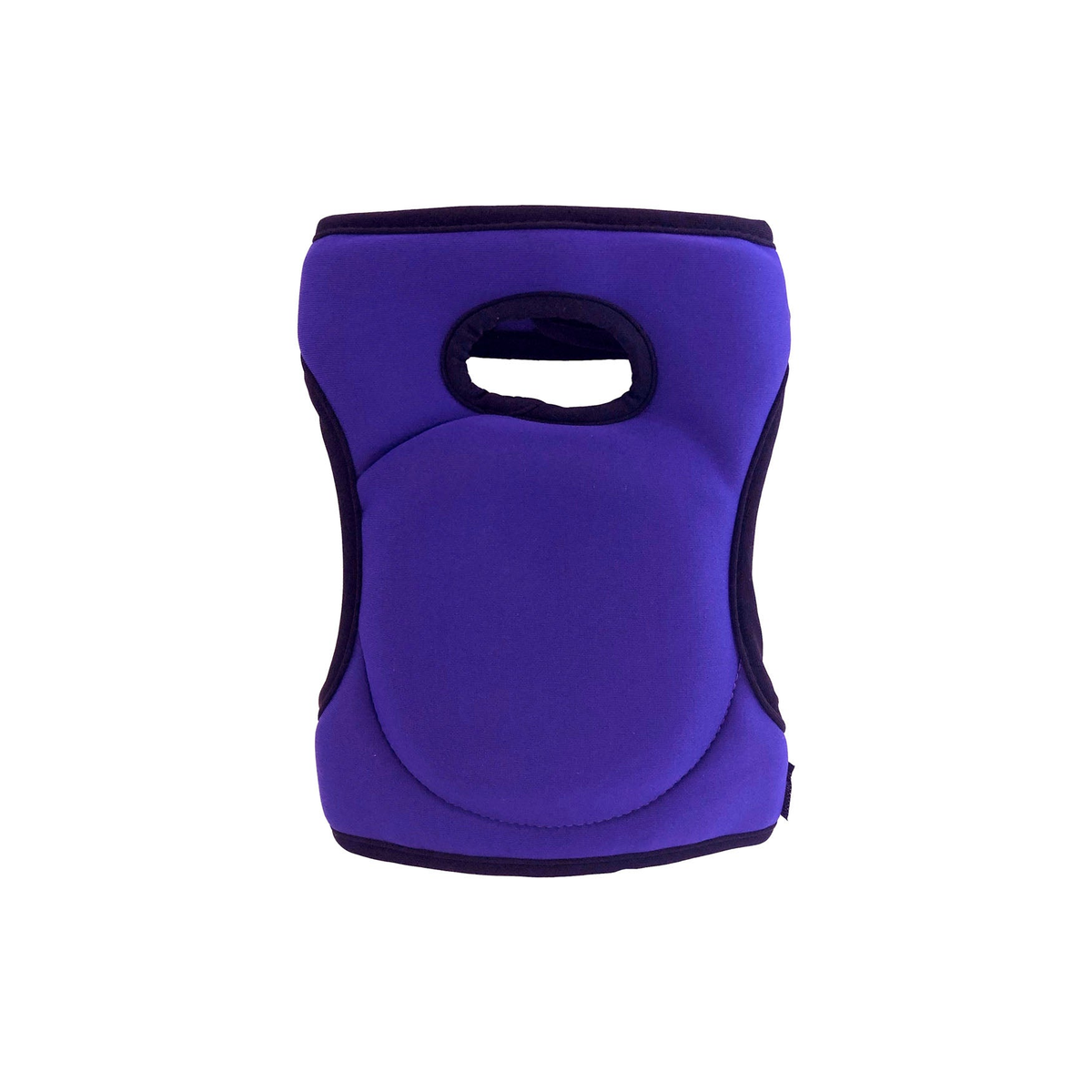 Violet multipurpose memory foam knee pads with waterproof cover, contoured design, and Velcro straps.