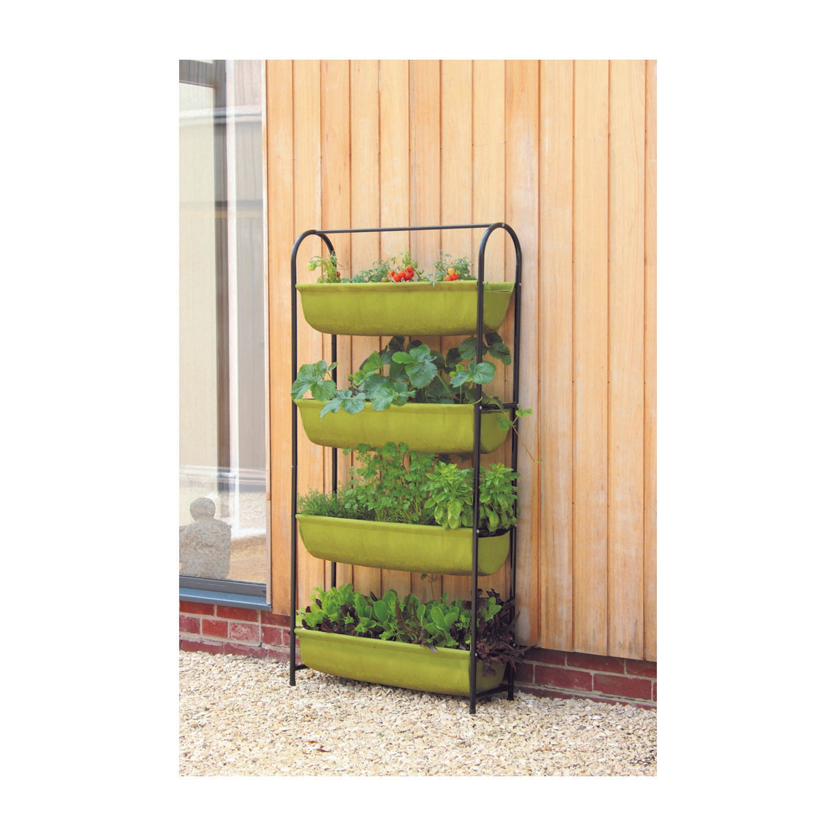 Vigoroot Balcony Garden with air-pruning fabric for small spaces, growing herbs, strawberries, and more.