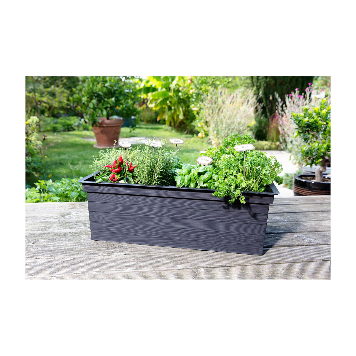 Urban Balcony Raised Garden Flower Bed, 29.5&quot;L x 14.6&quot;W x 25.6&quot;H, versatile planter for herbs and vegetables.