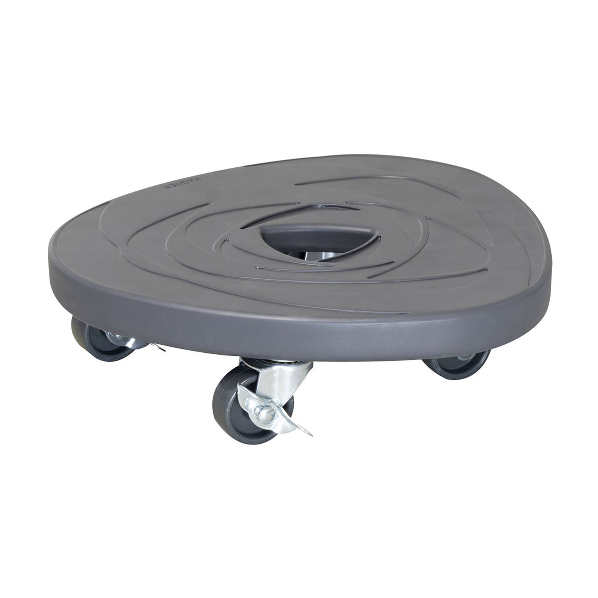 11&quot; charcoal round swirl stone indoor/outdoor plant caddy with brakes and twin-wheel casters.