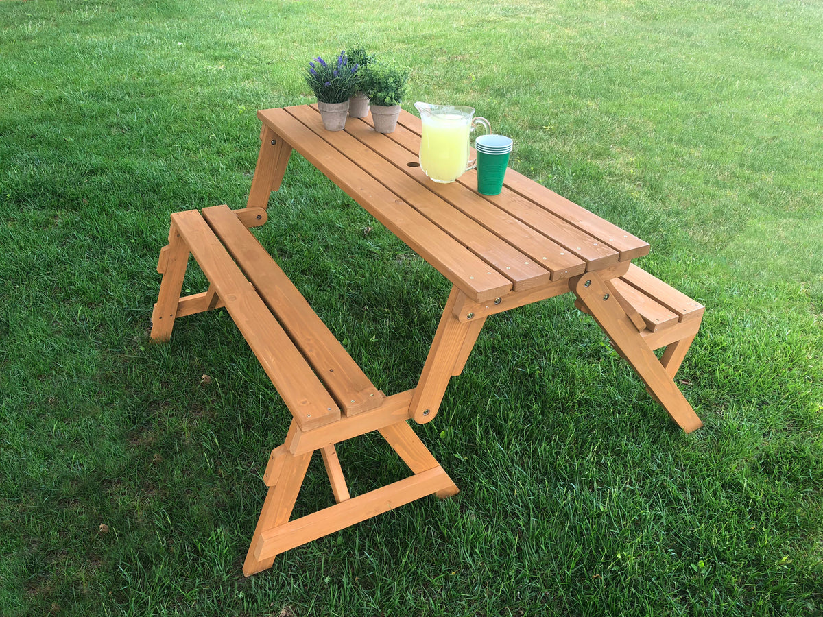 2 in 1 Convertible Picnic Table/Bench 54.33&quot;L x 57.1&quot;W x 27.56&quot;H