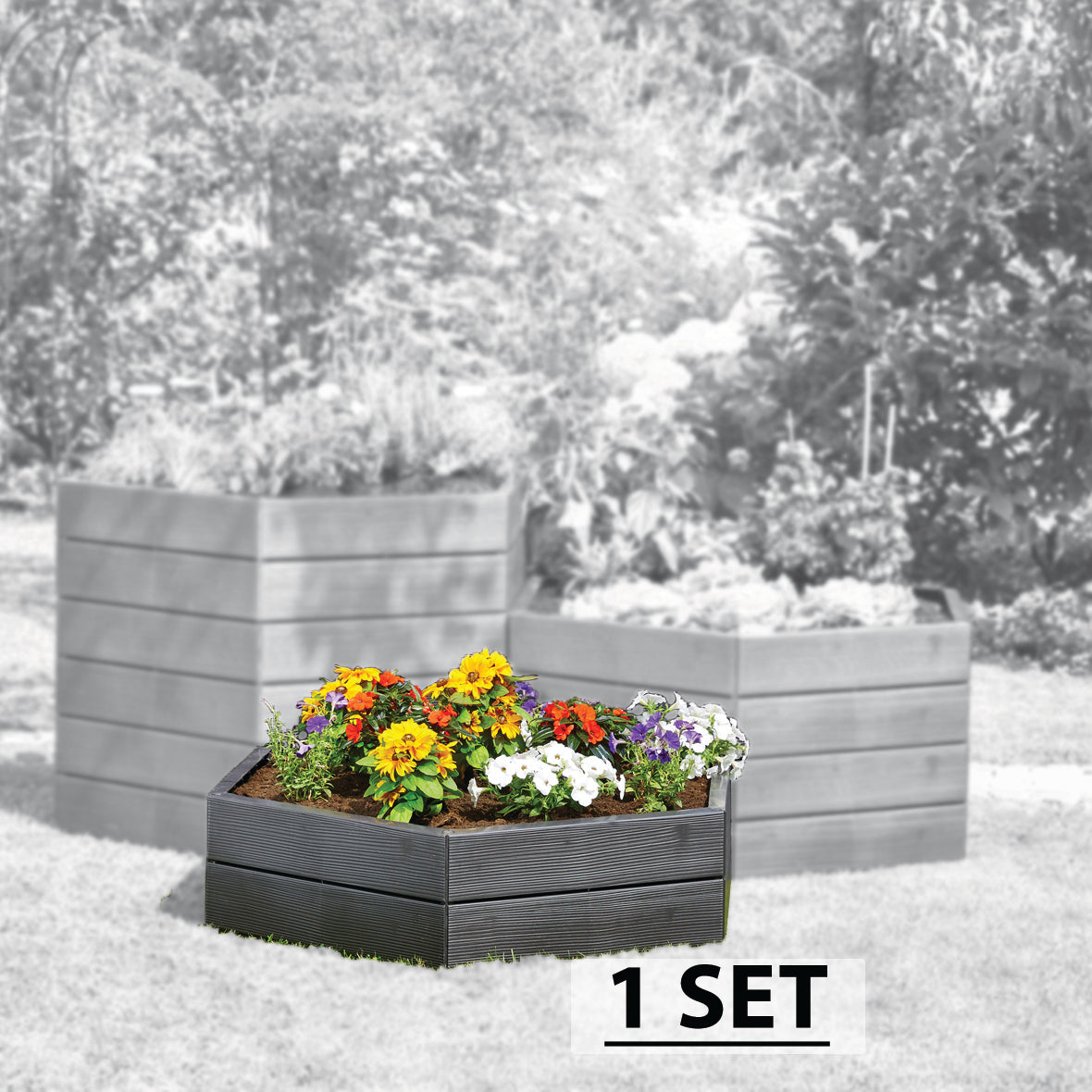 Ergo Raised Garden Flower Bed, 37.5&quot;W x 10&quot;H, 52 Gallon Capacity, perfect for small spaces, tool-free assembly, UV-resistant material.