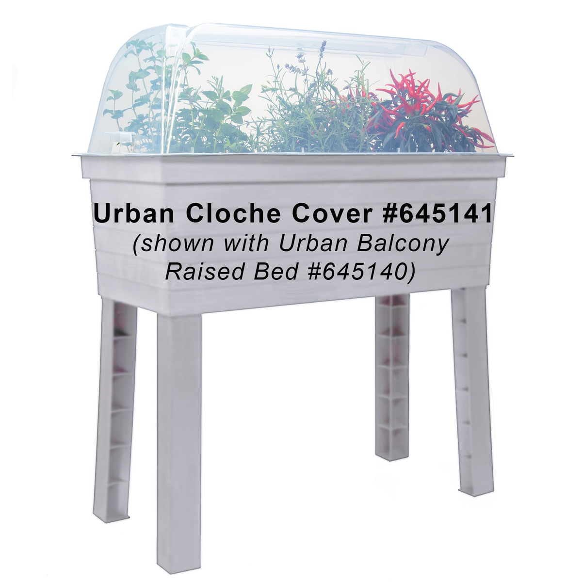 Urban balcony raised garden flower bed cloche cover with plants, transparent UV-resistant polypropylene, 29.5&quot;L x 14.6&quot;W x 8.7&quot;H.