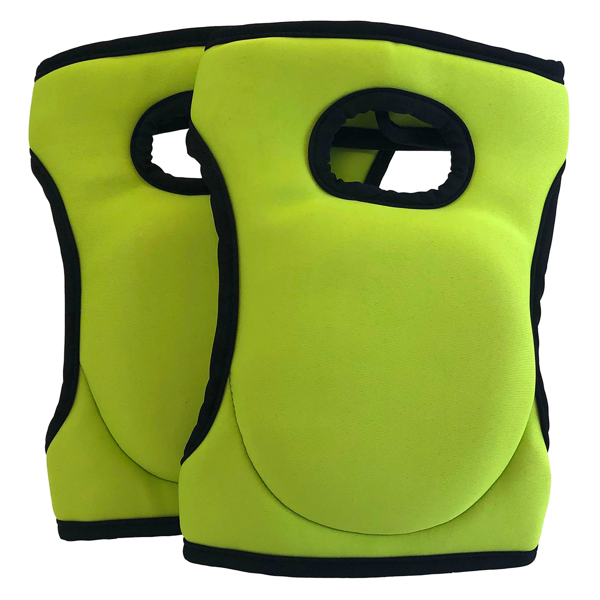 Green multipurpose memory foam knee pads with contoured design and Velcro straps, 10&quot;H x 7&quot;W.