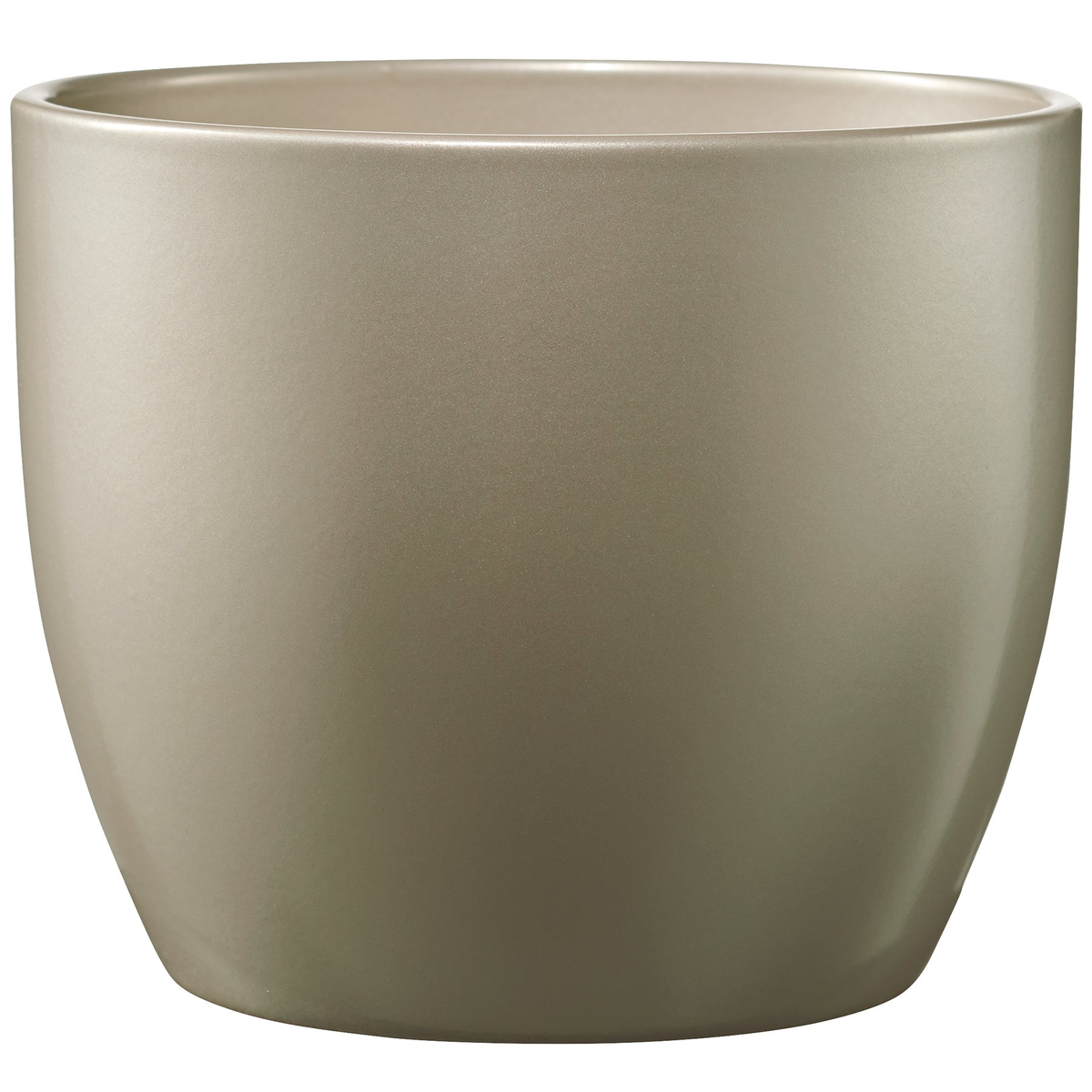 6.3&quot; Dia Gray Beige Metallic Ceramic Plant Pot for Indoor Use