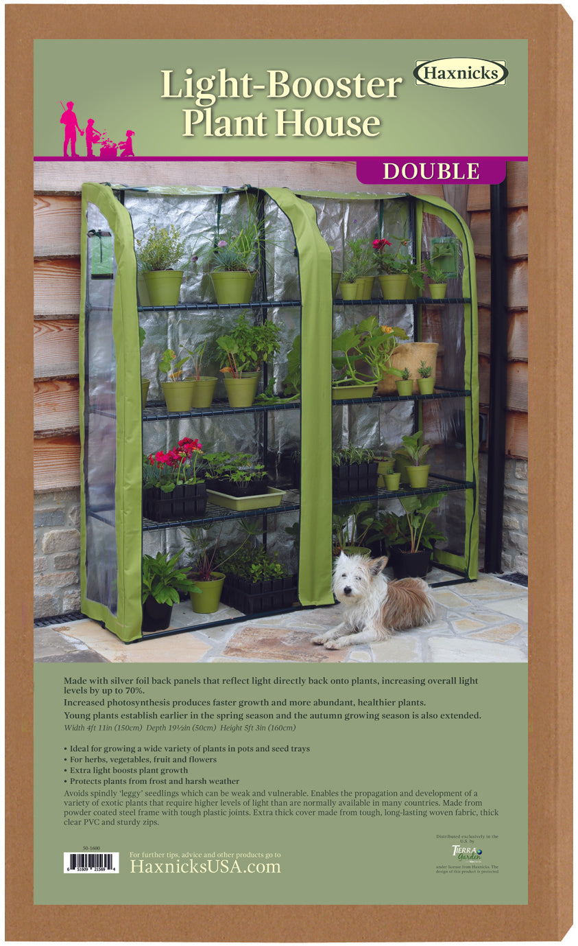 Double Light-Booster Plant House for enhancing plant growth with reflective backing and easy access features.