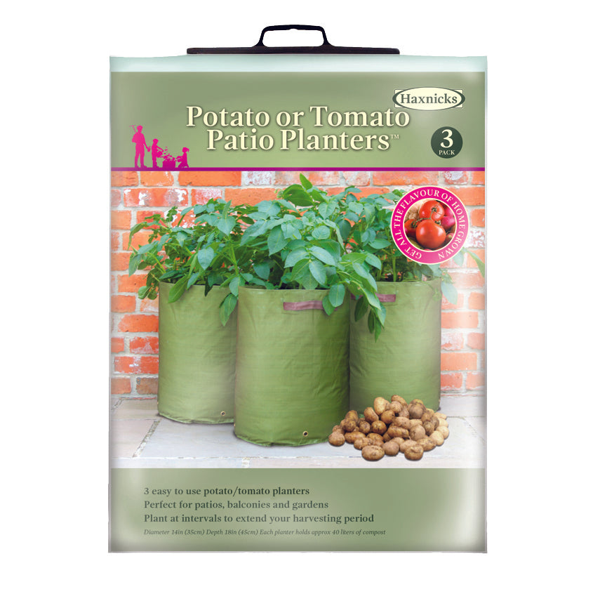 Potato/Tomato Patio Planter 3pk for small gardens and balconies, holds 40lbs of compost, pack of 3.