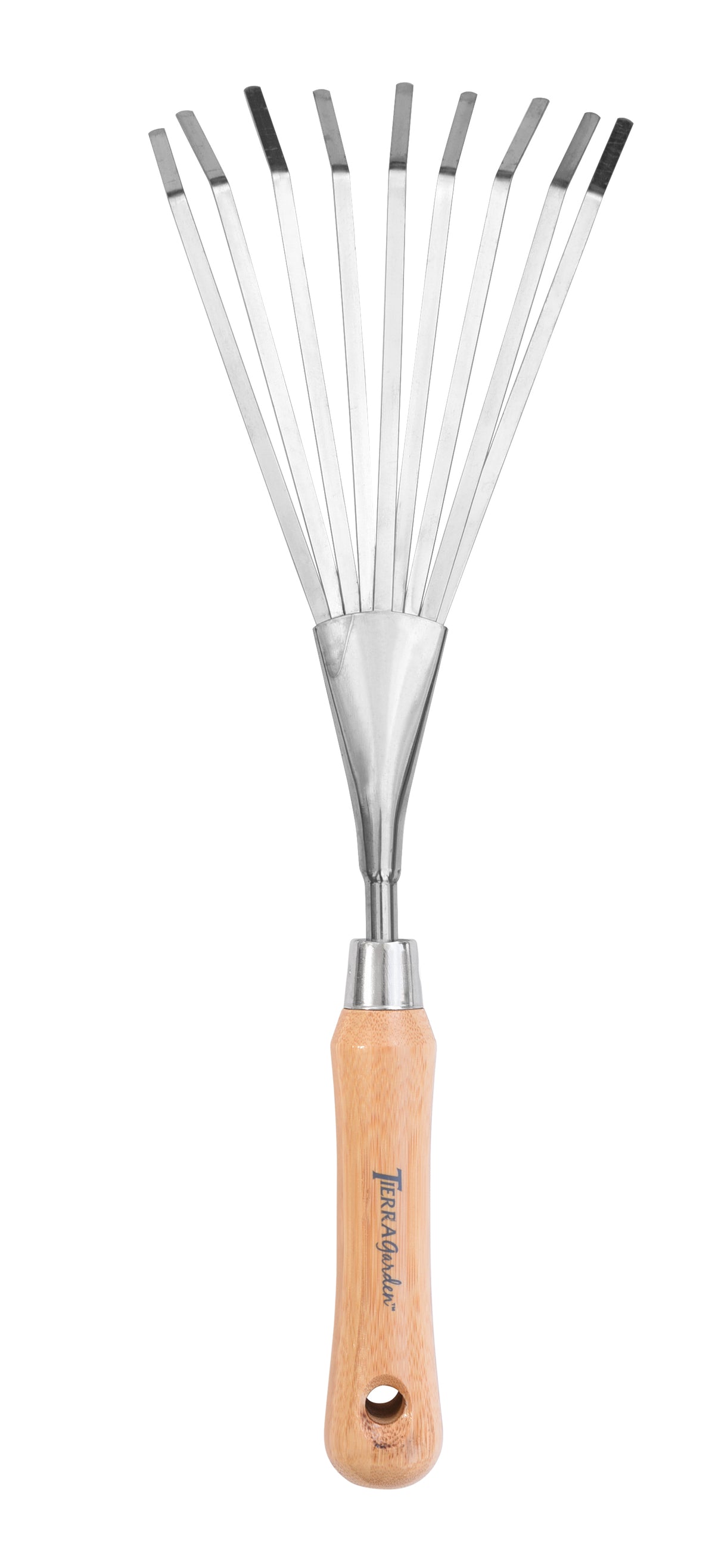 Stainless Steel Hand Rake with Bamboo Handle - Garden Your Way 