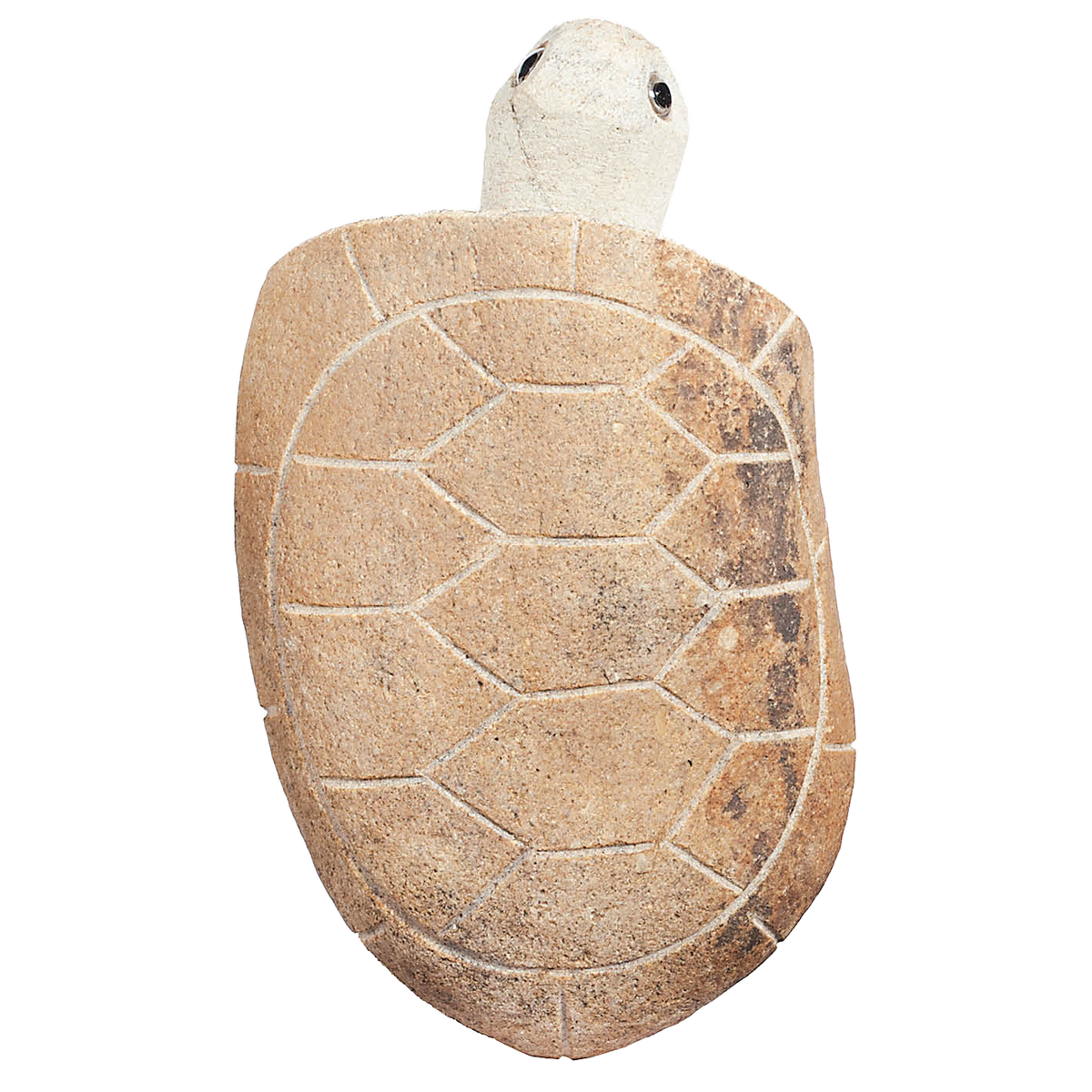 Hand-carved natural granite turtle sculpture with smooth shell, 10 inches.